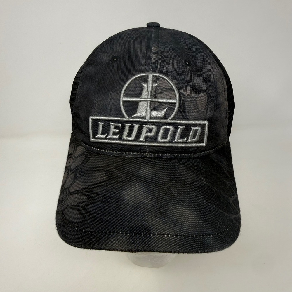 Leupold Mens Black Camo Trucker Hat Embroidered Logo Snapback Mesh Baseball‎ Cap
